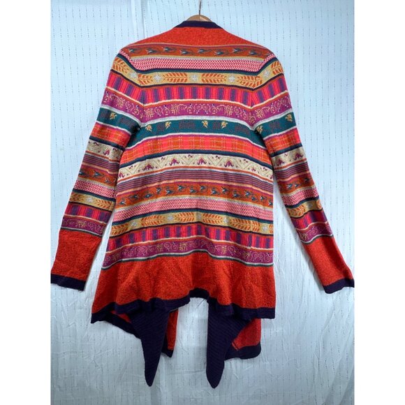 Anthropologie Freeway Womens Cardigan Sz S Boho Southwestern Open Waterfall Hem - Picture 6 of 11
